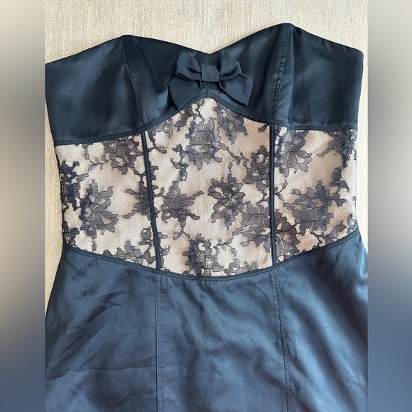 Betsey Johnson evening vintage Black Strapless Dress with Lace Overlay 6 - Picture 3 of 6